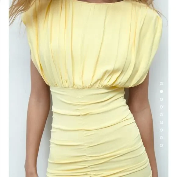 Zara butter yellow draped knit dress NWT - Picture 9 of 12